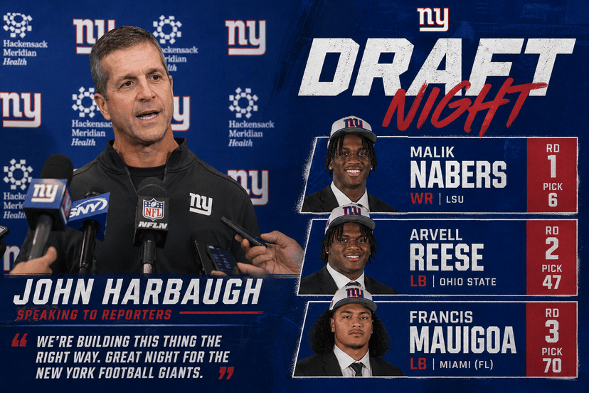 Giants HC John Harbaugh downplays Malik Nabers' draft-night comments